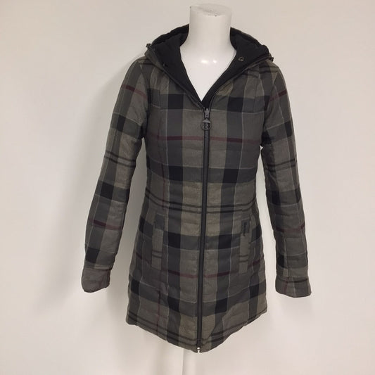 Barbour Carlin Quilt Black Reversible Long Puffer Jacket Size 8