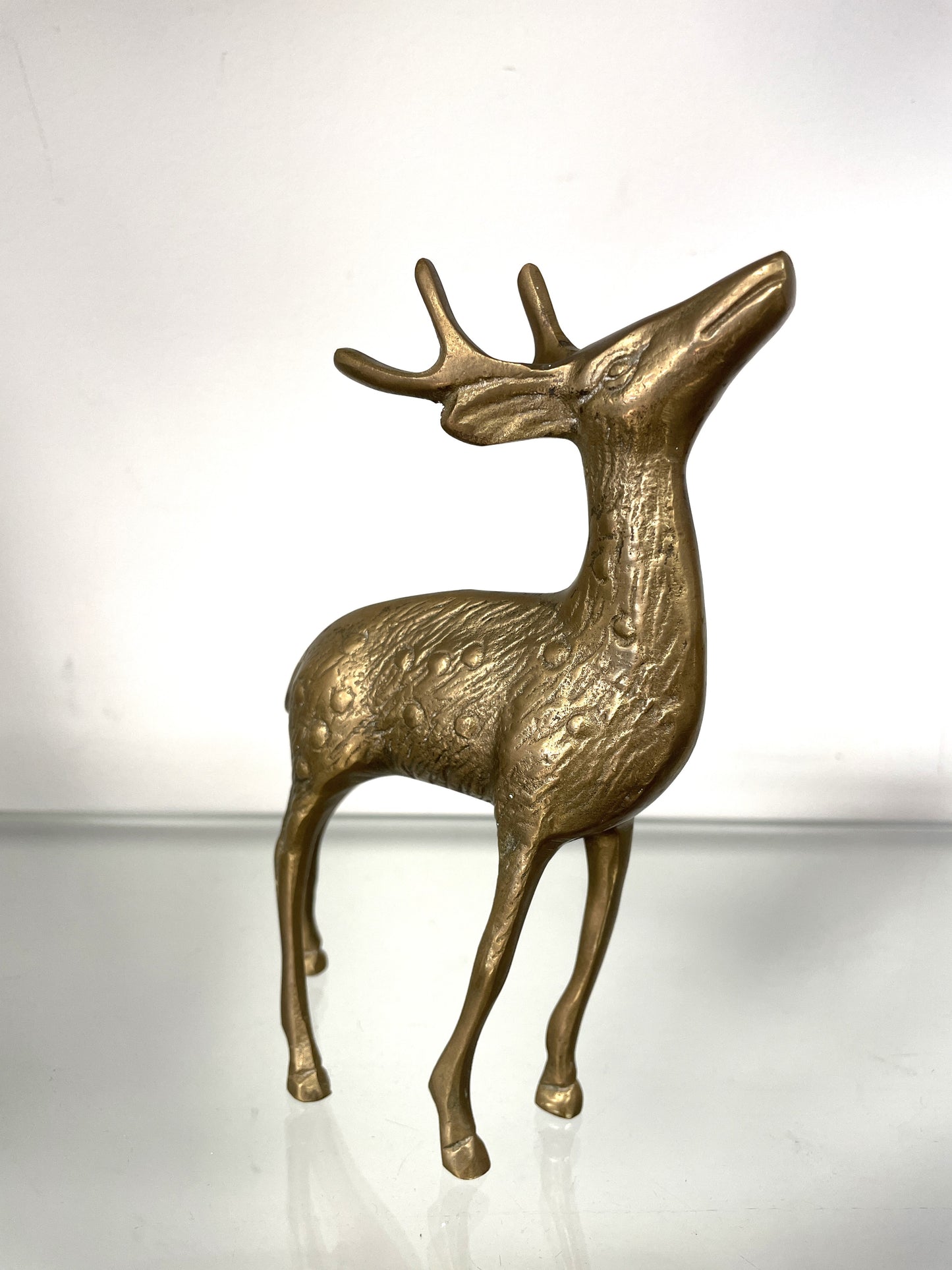 Vintage Midcentury Set 2 Brass Deer Reindeer