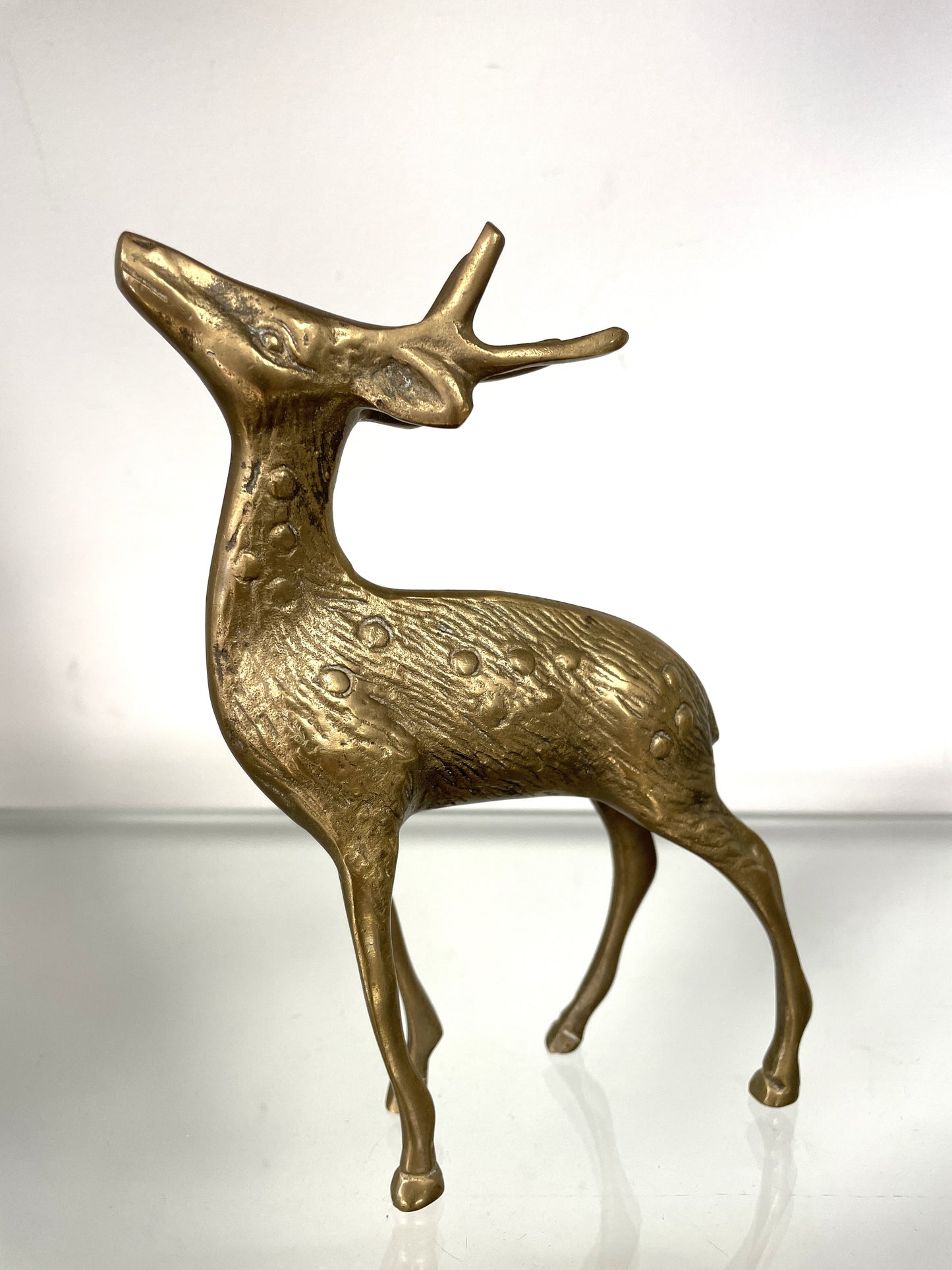 Vintage Midcentury Set 2 Brass Deer Reindeer