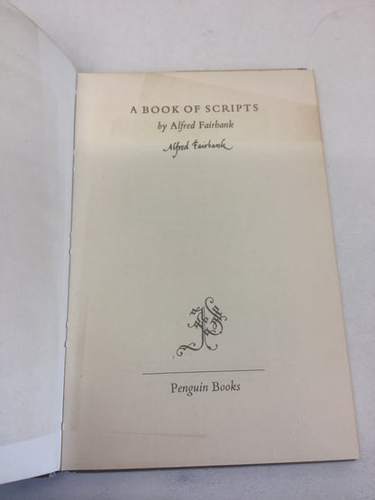 A Book of Scripts Alfred Fairbank Signed with Letter Revised 1955 Edition A King Penguin