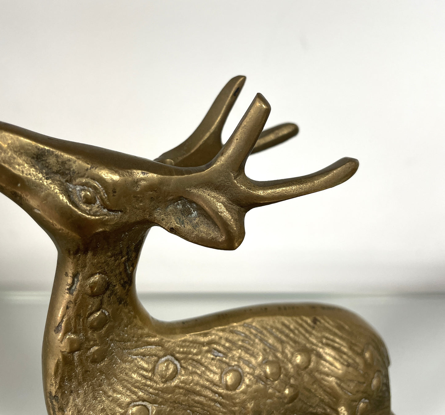 Vintage Midcentury Set 2 Brass Deer Reindeer