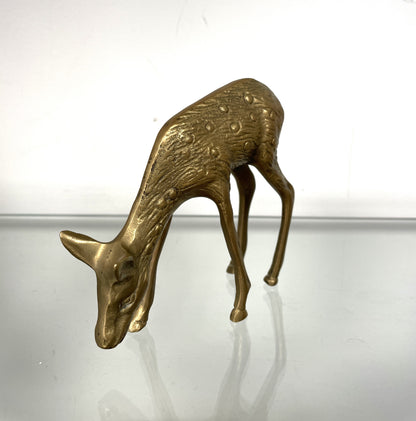 Vintage Midcentury Set 2 Brass Deer Reindeer