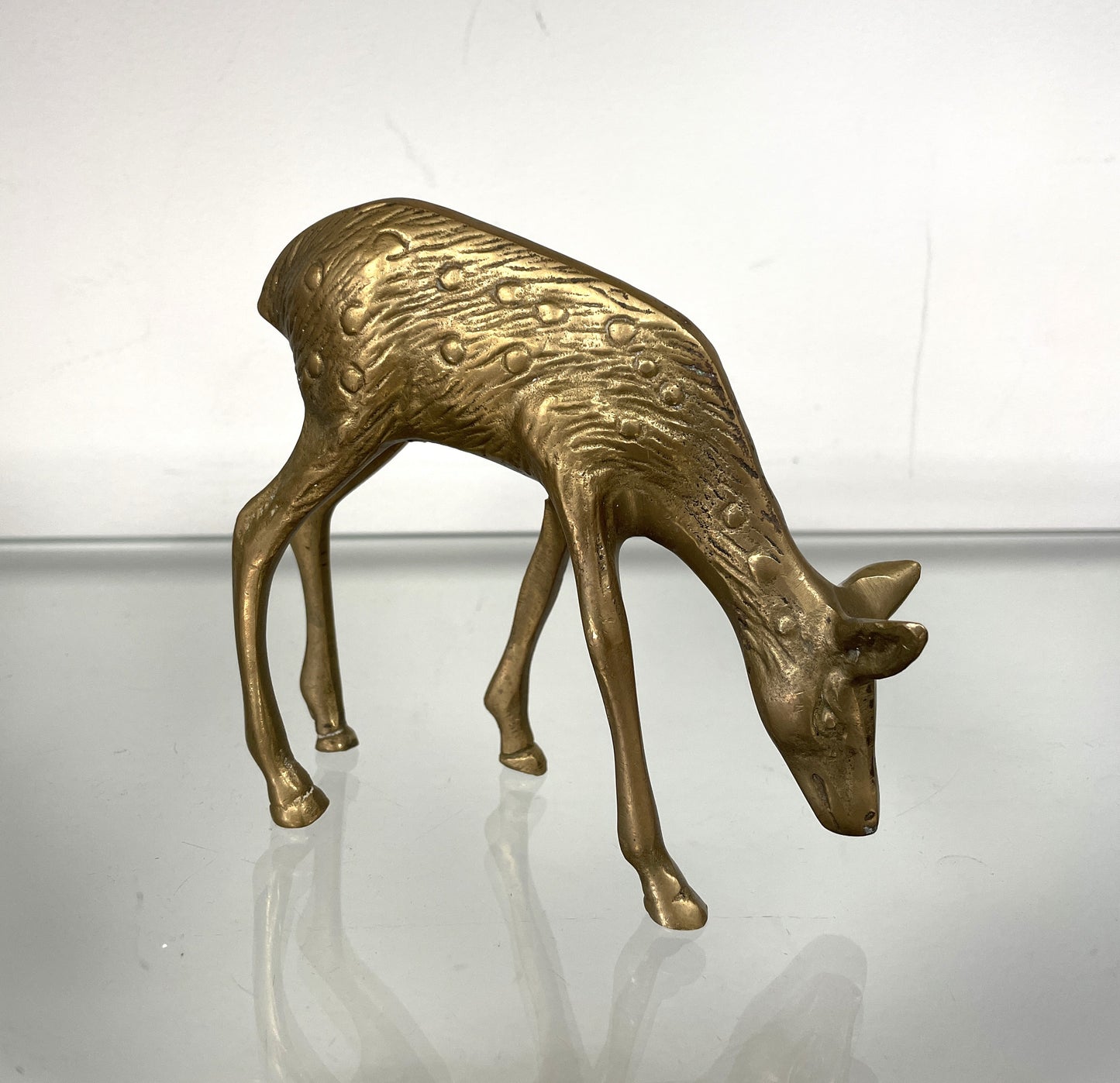 Vintage Midcentury Set 2 Brass Deer Reindeer