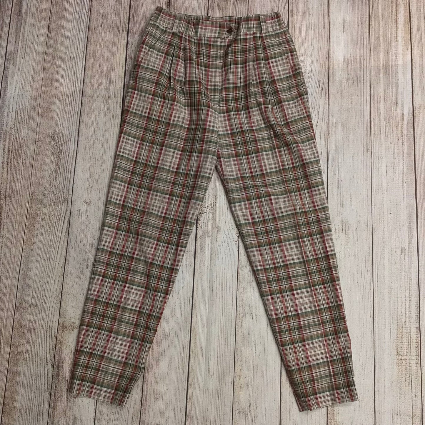 Vintage JRB Golf Green & Red Check Pattern Trousers Size 14