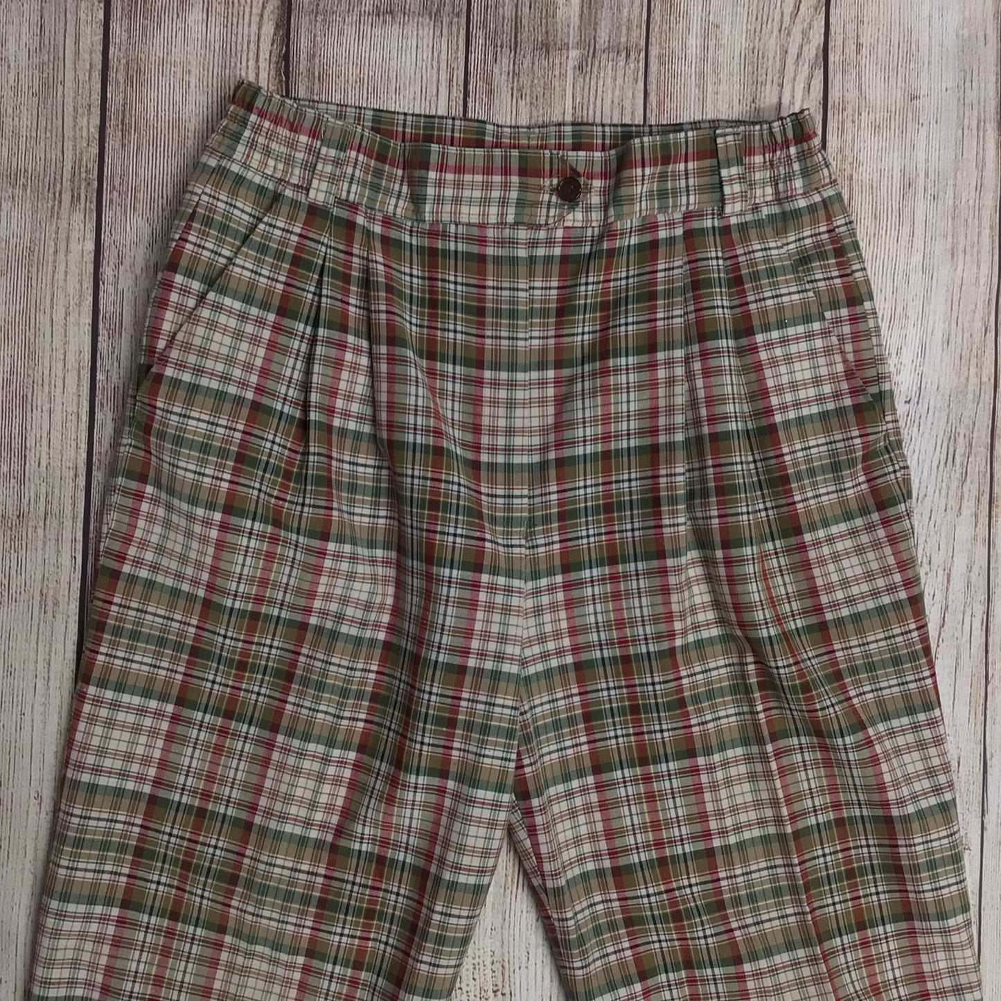 Vintage JRB Golf Green & Red Check Pattern Trousers Size 14