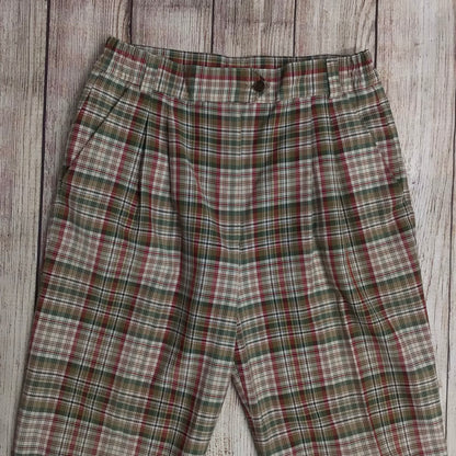 Vintage JRB Golf Green & Red Check Pattern Trousers Size 14