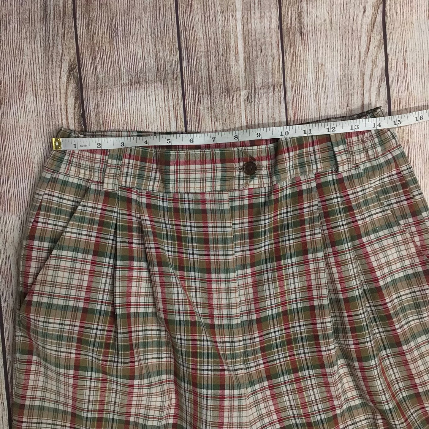 Vintage JRB Golf Green & Red Check Pattern Trousers Size 14