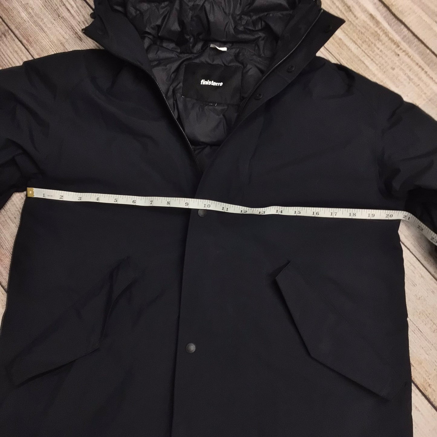 Finisterre Black Long Hooded Parka Style Jacket Size XS