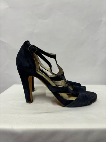 Boden Navy Blue Suede Open Toe Heel Sandals 3