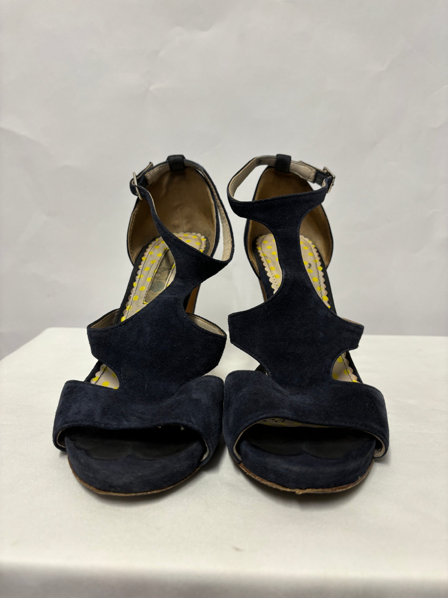 Boden Navy Blue Suede Open Toe Heel Sandals 3