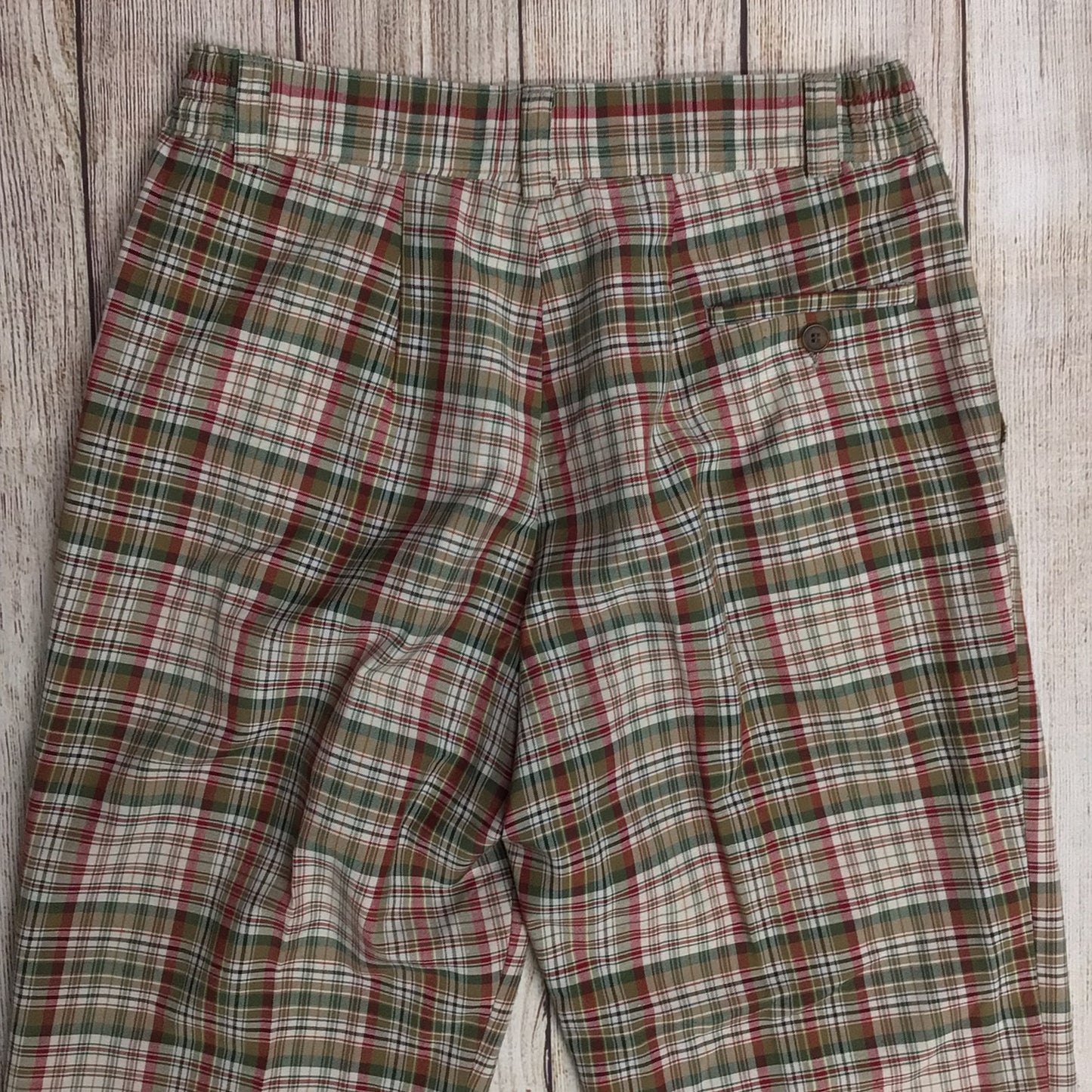 Vintage JRB Golf Green & Red Check Pattern Trousers Size 14