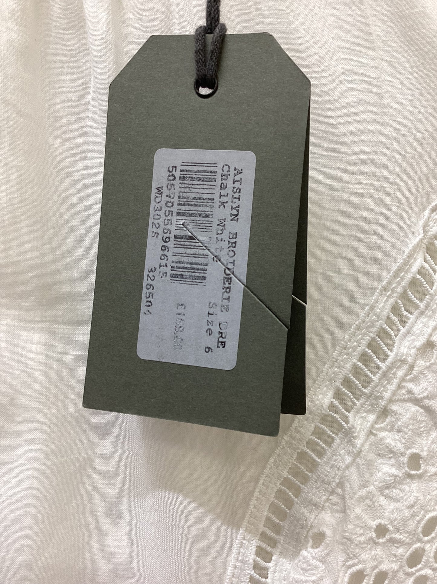 AllSaints Aislyn Broderie Anglaise Eyelet Ruffle Mini Dress – Chalk White – Size 6 – BNWT