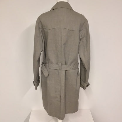 Pierre Cardin Taupe Check Print 100% Cotton Trench Coat w/Belt Size L