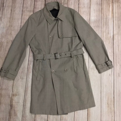 Pierre Cardin Taupe Check Print 100% Cotton Trench Coat w/Belt Size L