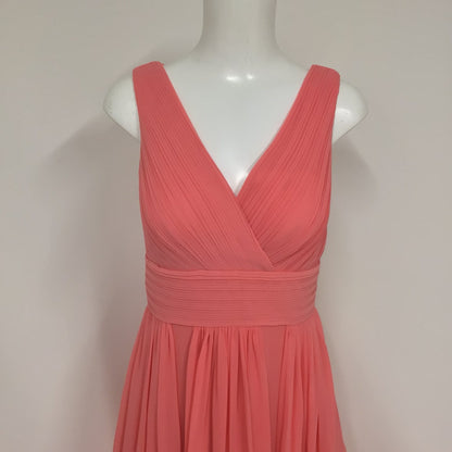 Eliza J Salmon Orange/Pink V Neck Long Prom Dress Size 12