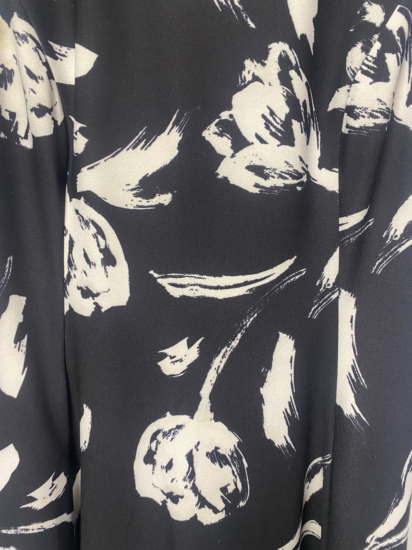 DKNY Black and White Floral Sleeveless Stretch A-Line Dress 12