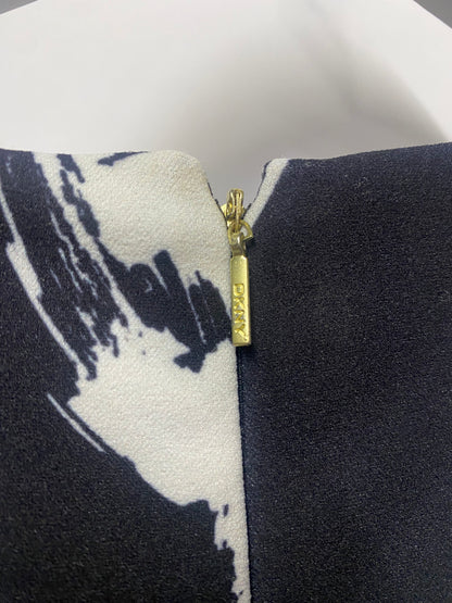 DKNY Black and White Floral Sleeveless Stretch A-Line Dress 12