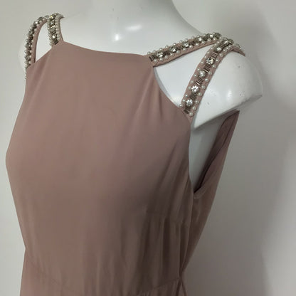 BNWT TFNC Riva Mauve Pink Maxi Backless Dip Hem Prom Dress Size 14