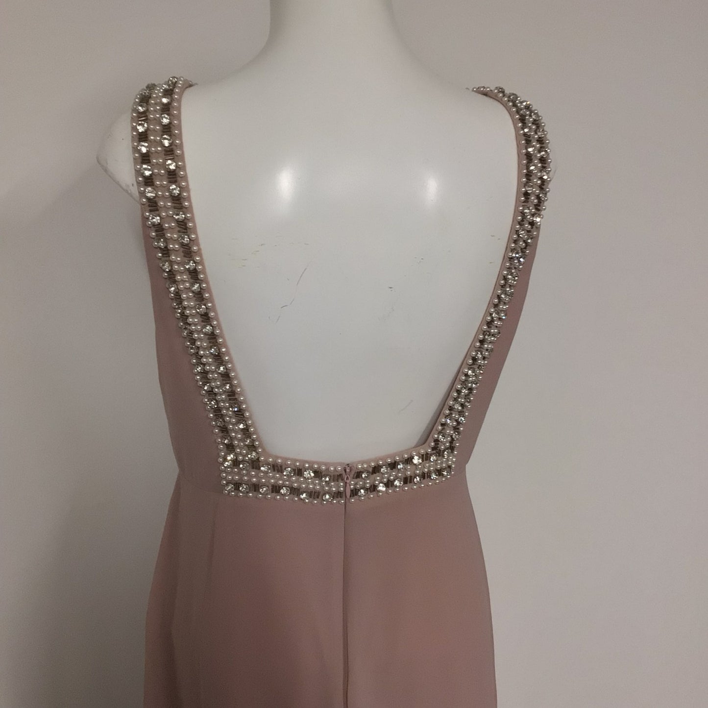 BNWT TFNC Riva Mauve Pink Maxi Backless Dip Hem Prom Dress Size 14