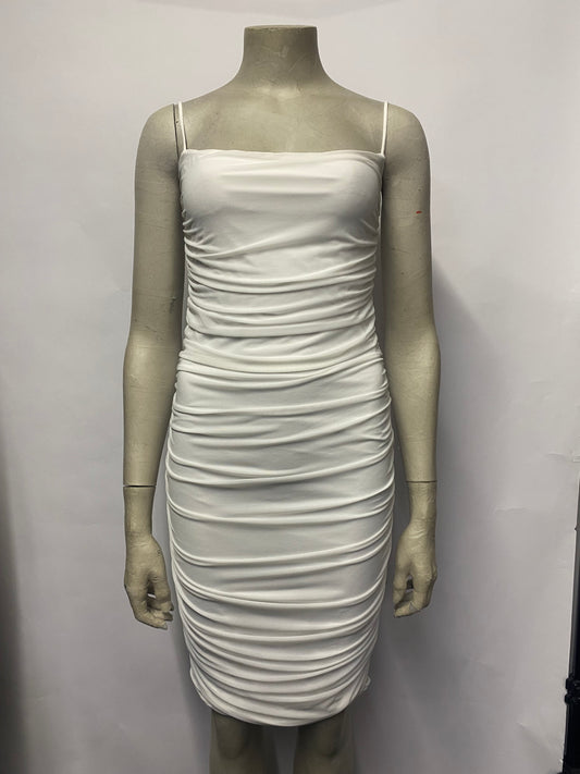Oh Polly White Ruched Mini Party Dress 14 BNWT