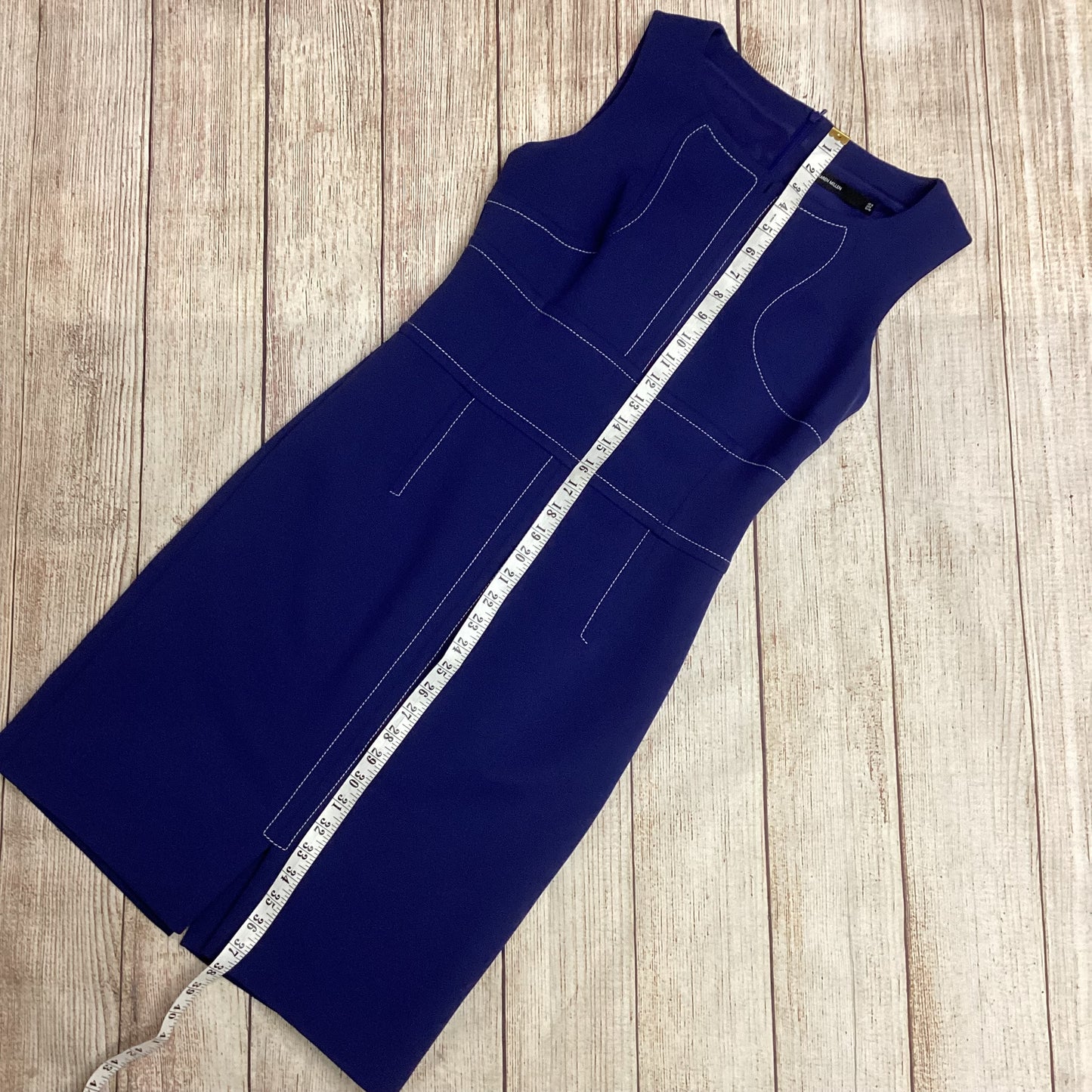 Karen Millen Blue Dress with White Contrast Stitching Size 12