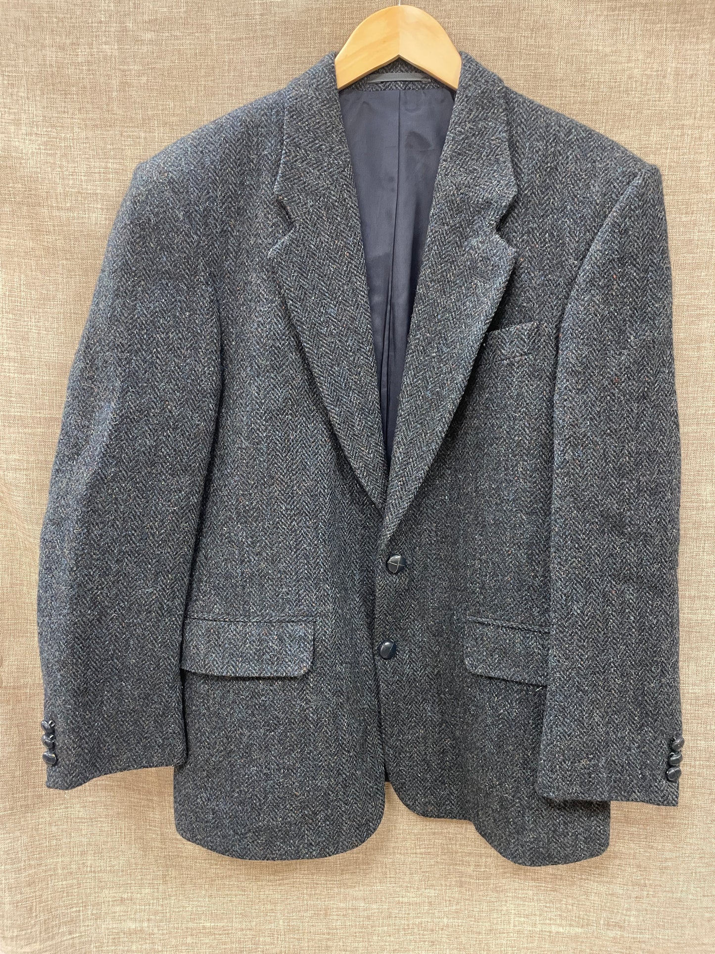 Gurteen Navy Blue Harris Tweed Wool Jacket Chest 40 Short