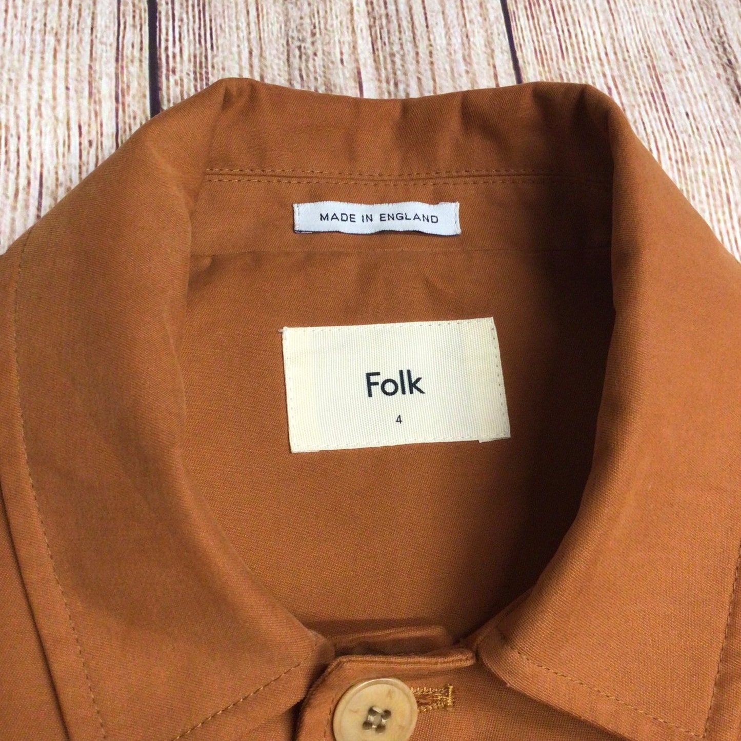 Folk Made in England Burnt Orange Brown Coat Size L (4 on label)