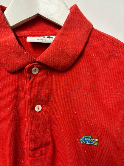 Lacoste Red and Multi Coloured Fleck Polo Shirt S