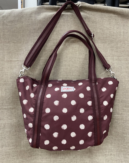 Cath Kidston Burgundy Maroon Red Spot Day Bag Handbag