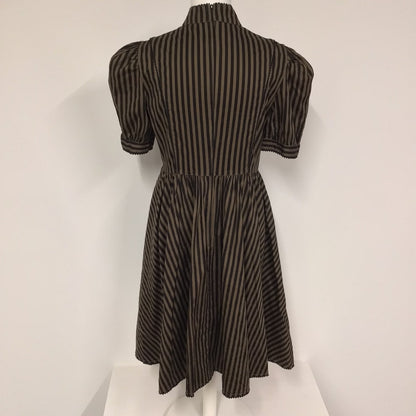 Spin Doctor Black & Brown Cotton Blend Striped Dress Size 12