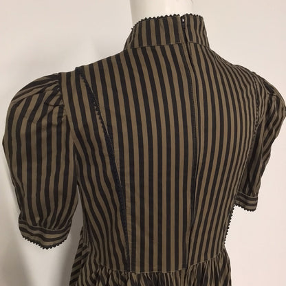 Spin Doctor Black & Brown Cotton Blend Striped Dress Size 12