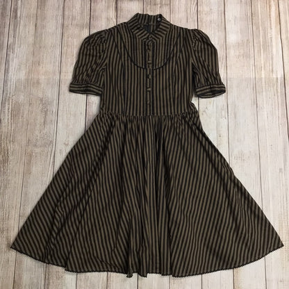 Spin Doctor Black & Brown Cotton Blend Striped Dress Size 12