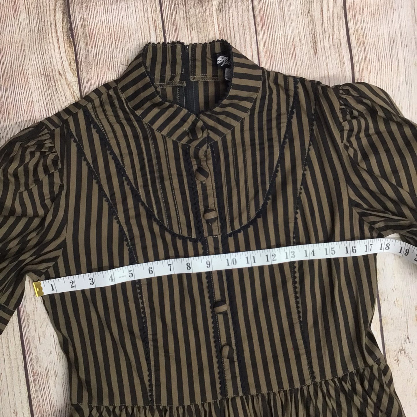 Spin Doctor Black & Brown Cotton Blend Striped Dress Size 12