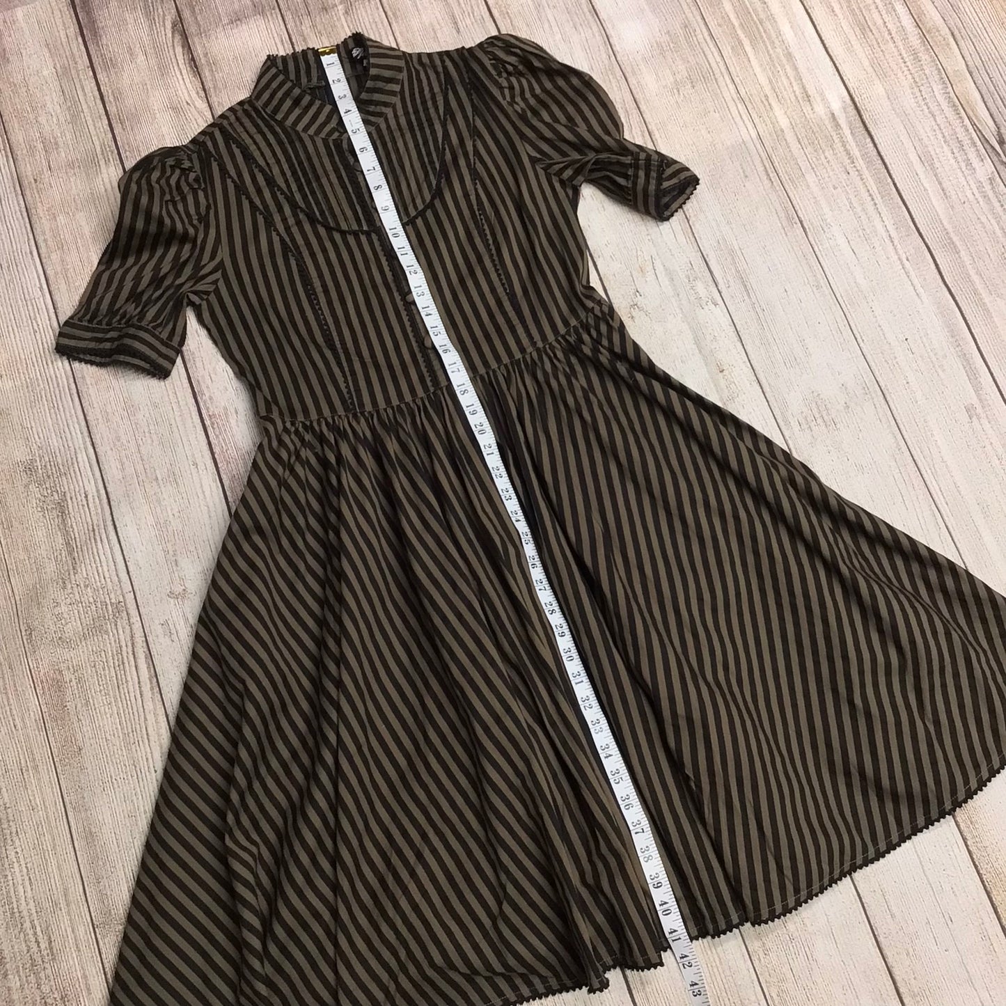 Spin Doctor Black & Brown Cotton Blend Striped Dress Size 12