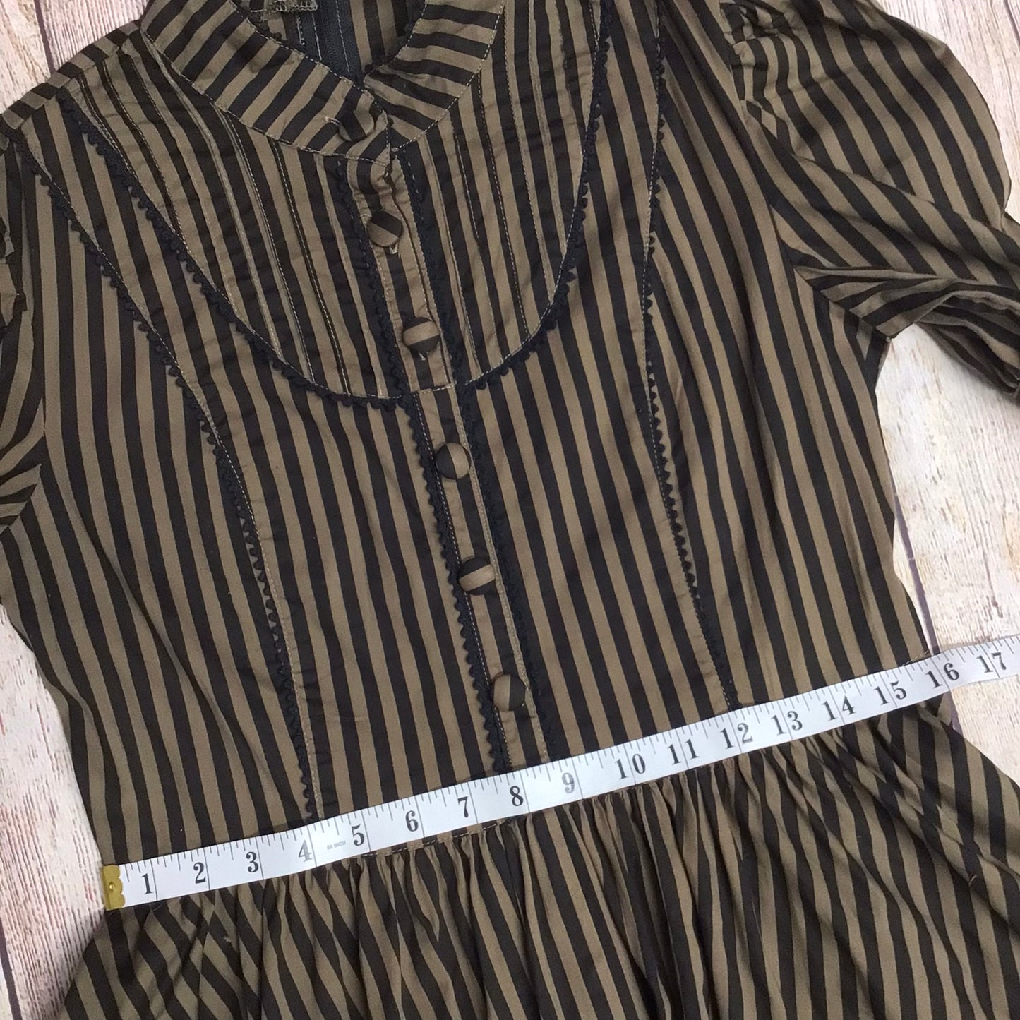 Spin Doctor Black & Brown Cotton Blend Striped Dress Size 12