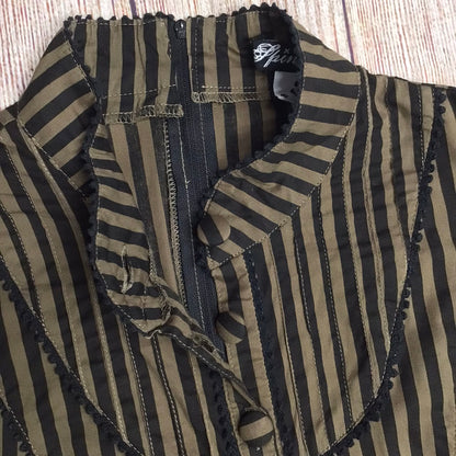 Spin Doctor Black & Brown Cotton Blend Striped Dress Size 12