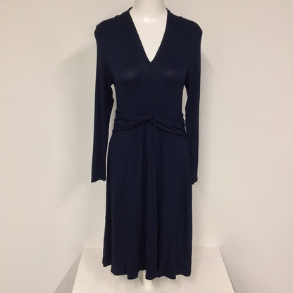 BNWT Pure Navy Blue Gathered Long Sleeve Jersey Dress RRP £99 Size 12