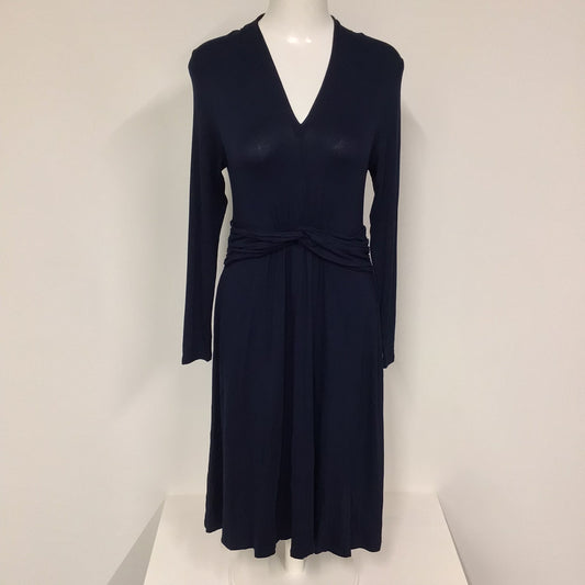 BNWT Pure Navy Blue Gathered Long Sleeve Jersey Dress RRP £99 Size 12