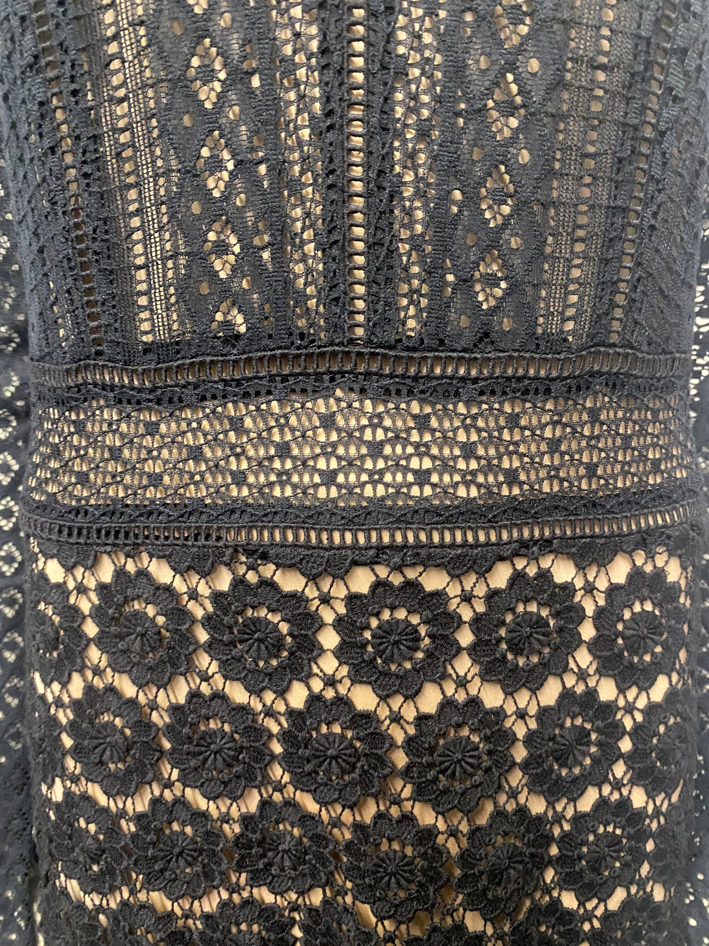 Theory Black Long Sleeve Lace Overlay Dress 8