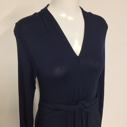 BNWT Pure Navy Blue Gathered Long Sleeve Jersey Dress RRP £99 Size 12