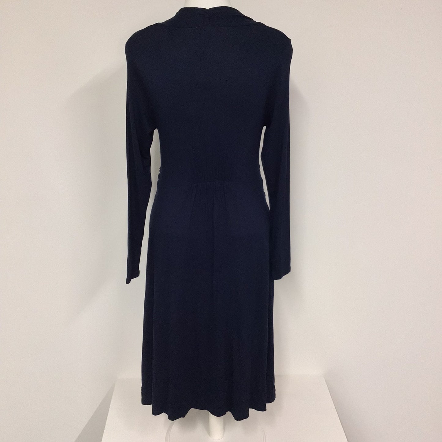 BNWT Pure Navy Blue Gathered Long Sleeve Jersey Dress RRP £99 Size 12