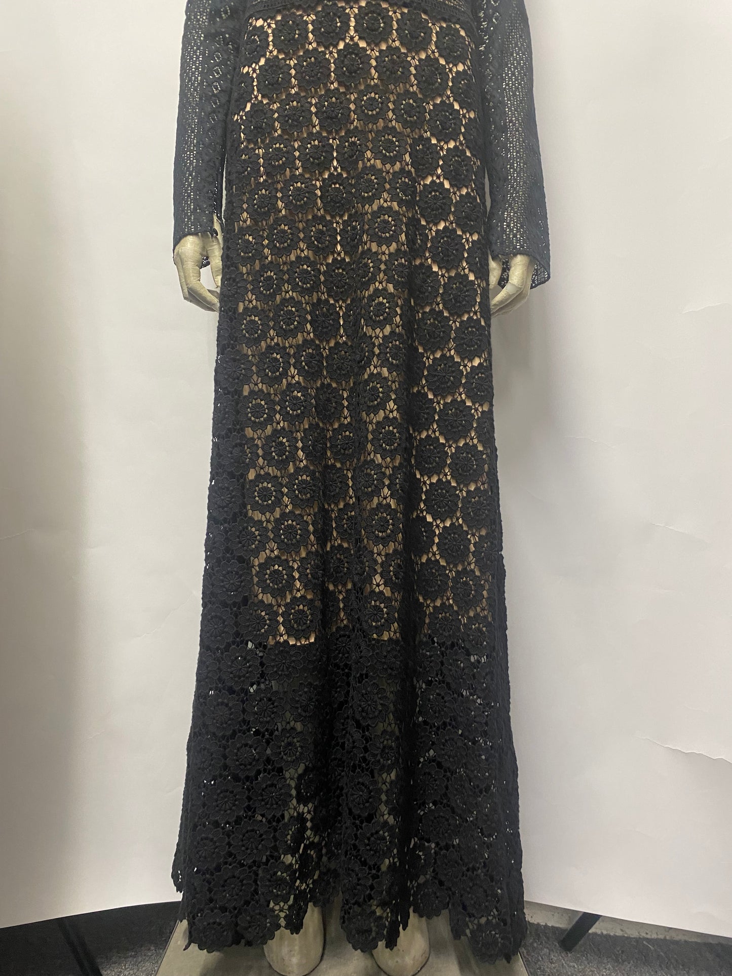 Theory Black Long Sleeve Lace Overlay Dress 8