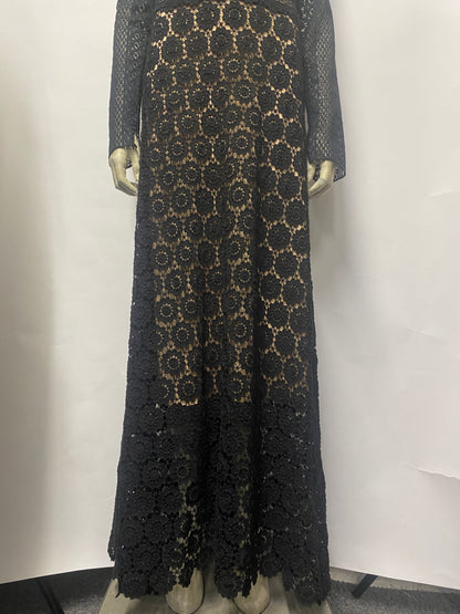 Theory Black Long Sleeve Lace Overlay Dress 8