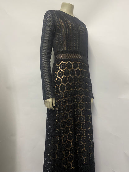 Theory Black Long Sleeve Lace Overlay Dress 8