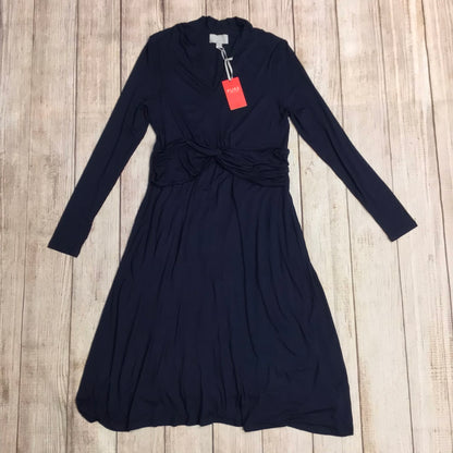 BNWT Pure Navy Blue Gathered Long Sleeve Jersey Dress RRP £99 Size 12