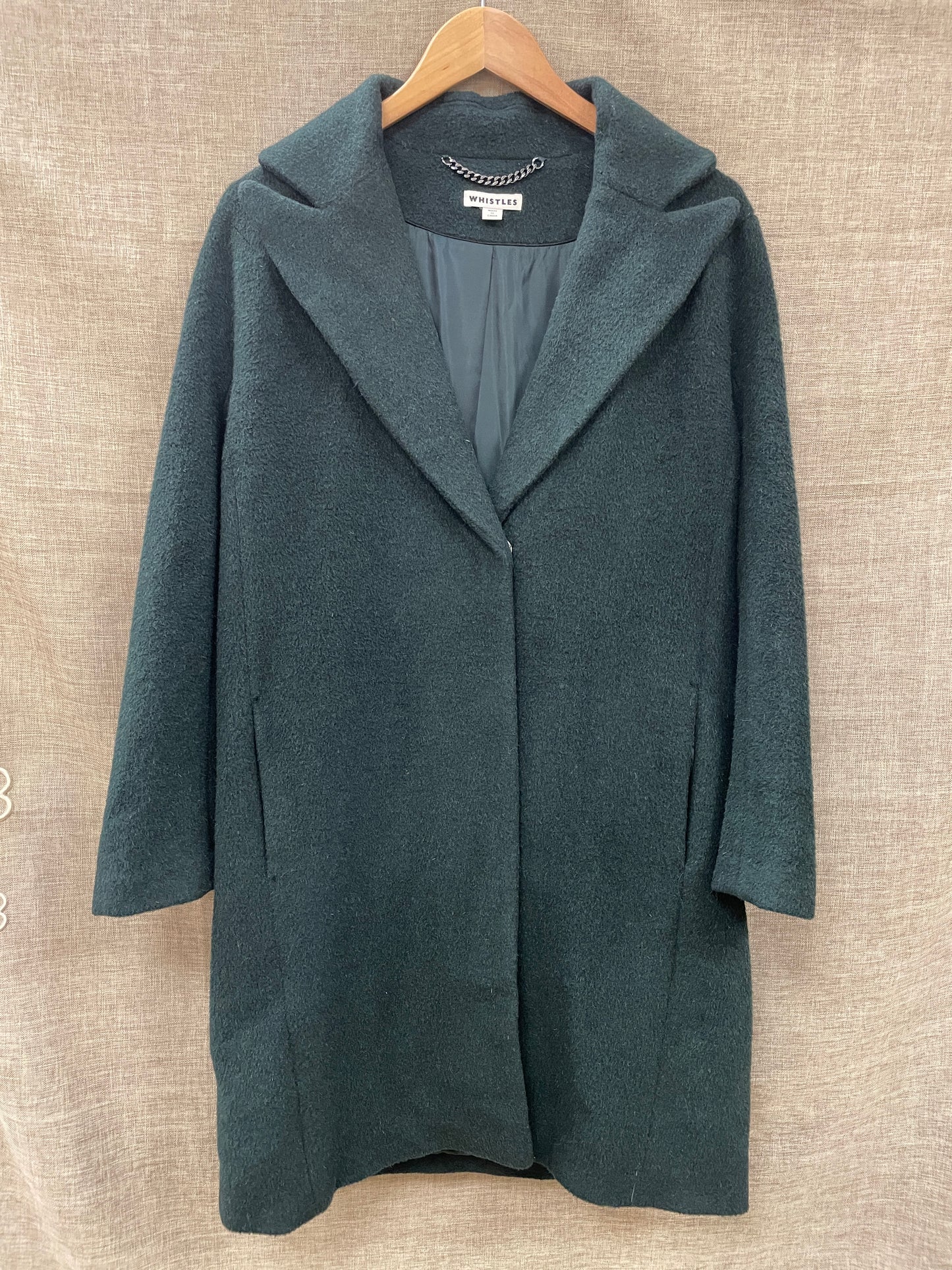 Whistles Dark Bottle Green Wool Blend Coat Small