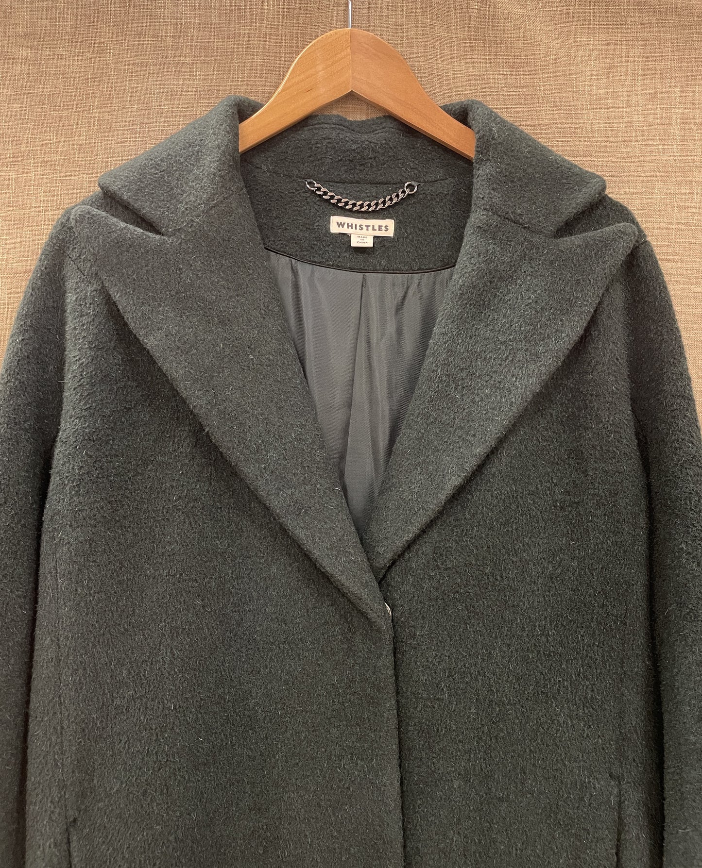 Whistles Dark Bottle Green Wool Blend Coat Small