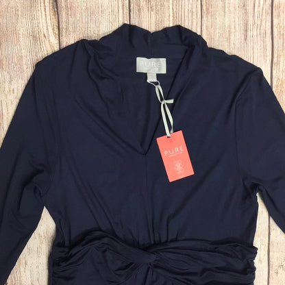 BNWT Pure Navy Blue Gathered Long Sleeve Jersey Dress RRP £99 Size 12