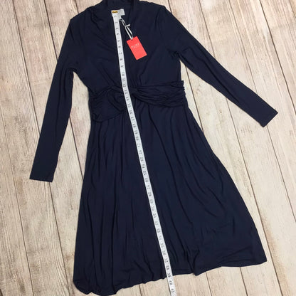 BNWT Pure Navy Blue Gathered Long Sleeve Jersey Dress RRP £99 Size 12