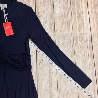 BNWT Pure Navy Blue Gathered Long Sleeve Jersey Dress RRP £99 Size 12